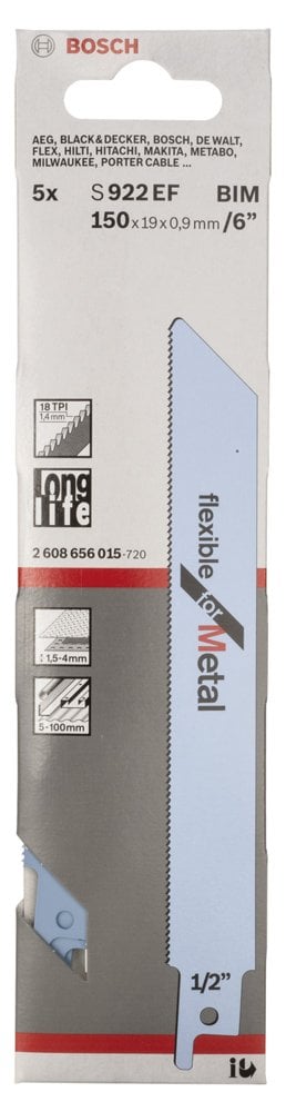 Bosch - Flexible Serisi Metal için Panter Testere Bıçağı S 922 EF - 5'li - Resim 2