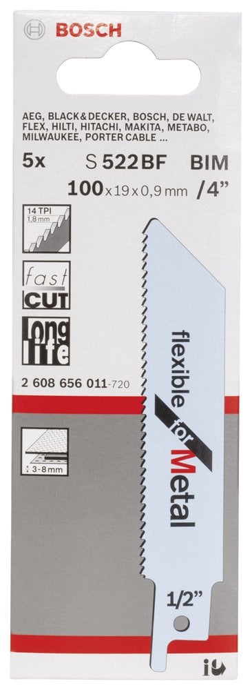 Bosch - Flexible Serisi Metal için Panter Testere Bıçağı S 522 BF - 5'li - Resim 2