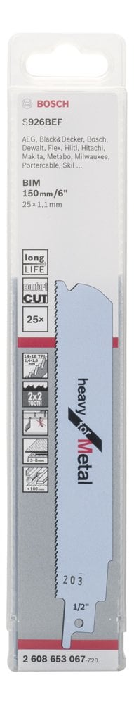 Bosch - Heavy Serisi Metal için Panter Testere Bıçağı S 926 BEF - 25'li - Resim 2