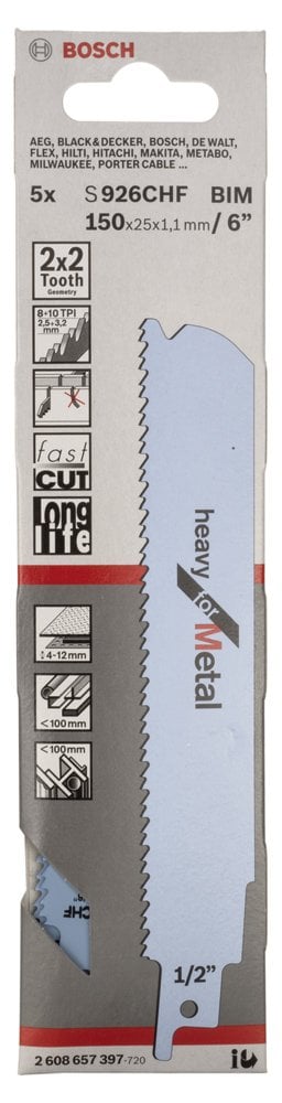 Bosch - Heavy Serisi Metal için Panter Testere Bıçağı S 926 CHF - 5'li - Resim 2