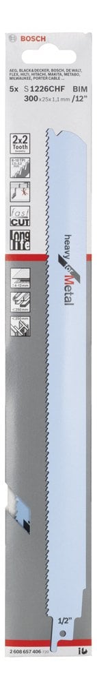 Bosch - Heavy Serisi Metal için Panter Testere Bıçağı S 1226 CHF - 5'li - Resim 2