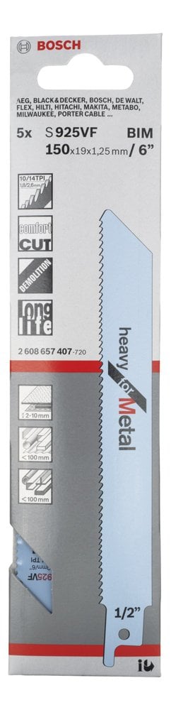 Bosch - Heavy Serisi Metal için Panter Testere Bıçağı S 925 VF - 5'li - Resim 2
