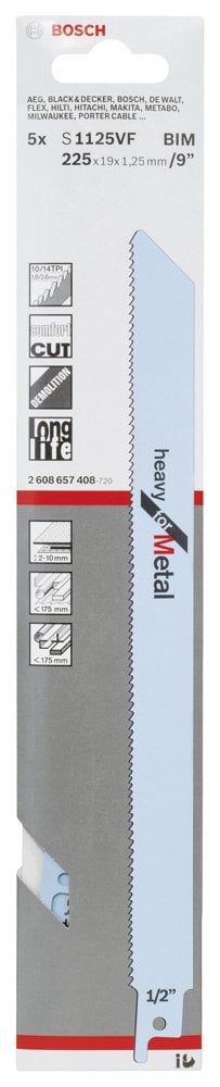 Bosch - Heavy Serisi Metal için Panter Testere Bıçağı S 1125 VF - 5'li - Resim 2