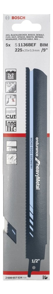 Bosch - Endurance Serisi Ağır Metal için Panter Testere Bıçağı S 1136 BEF -5'li - Resim 2