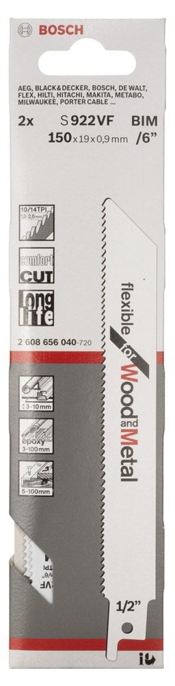 Bosch - Flexible Serisi Ahşap Ve Metal için Panter Testere Bıçağı S 922 VF - 2'li - Resim 2