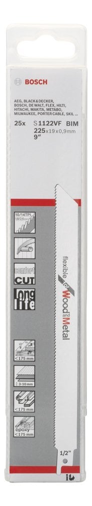 Bosch - Flexible Serisi Ahşap Ve Metal için Panter Testere Bıçağı S 1122 VF - 25'li - Resim 2