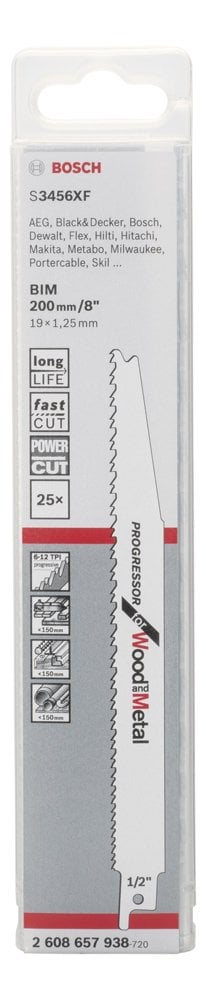 Bosch - Progressor Serisi Ahşap Ve Metal için Panter Testere Bıçağı S 3456 XF - 25'li - Resim 2