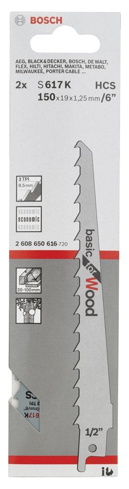 Bosch - Basic Serisi Ahşap için Panter Testere Bıçağı S 617 K - 2'li - Resim 2