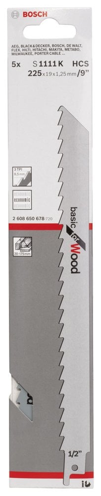 Bosch - Basic Serisi Ahşap için Panter Testere Bıçağı S 1111 K - 5'li - Resim 2