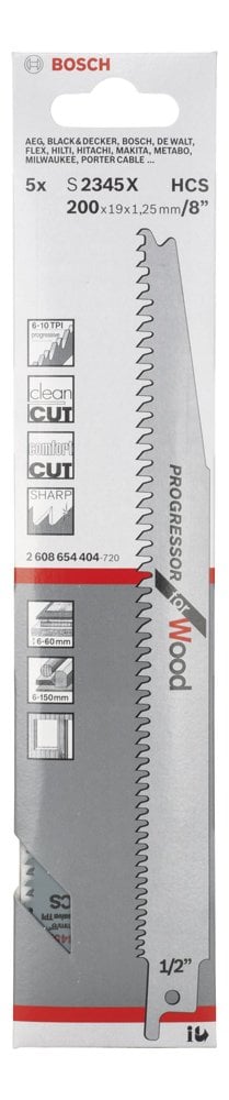 Bosch - Progressor Serisi Ahşap için Panter Testere Bıçağı S 2345 X - 5'li - Resim 2