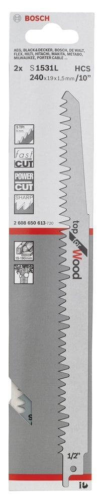 Bosch - Top Serisi Ahşap için Panter Testere Bıçağı S 1531 L - 2'li - Resim 2
