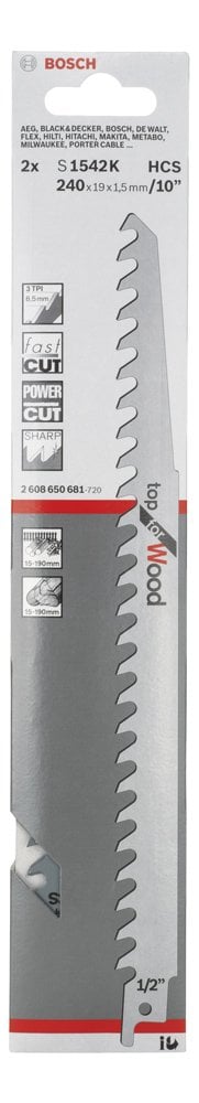 Bosch - Top Serisi Ahşap için Panter Testere Bıçağı S 1542 K - 2'li - Resim 2