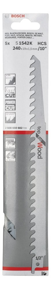 Bosch - Top Serisi Ahşap için Panter Testere Bıçağı S 1542 K - 5'li - Resim 2