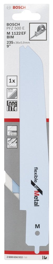 Bosch - Flexible Serisi PFZ 500 E Uyumlu Ahşap ve Metal için Panter Testere Bıçağı M 1122 EF 1'li - Resim 2