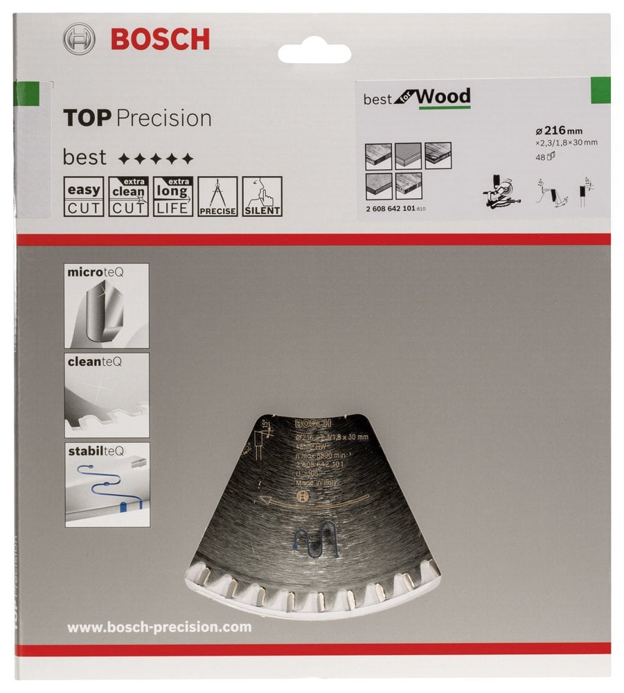 Bosch - Best Serisi Hassas Kesim Ahşap için Daire Testere Bıçağı 216*30 mm 48 Diş - Resim 2
