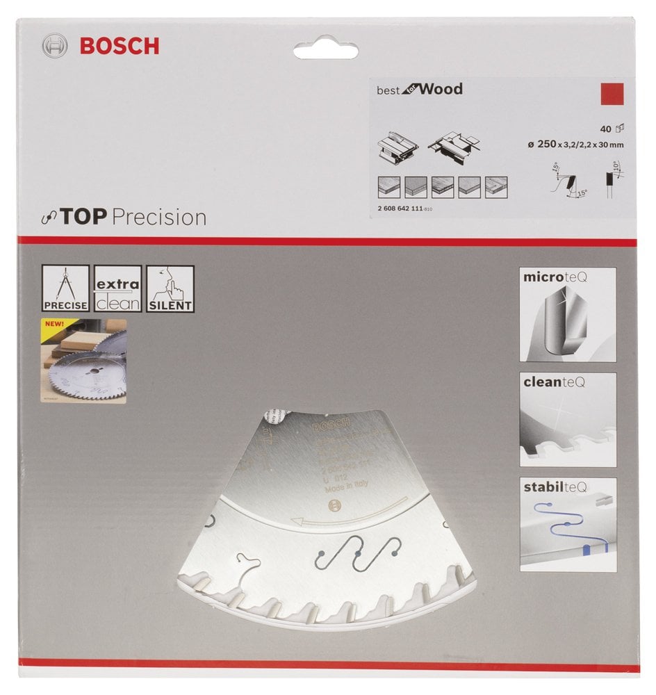Bosch - Best Serisi Hassas Kesim Ahşap için Daire Testere Bıçağı 250*30 mm 40 Diş - Resim 2