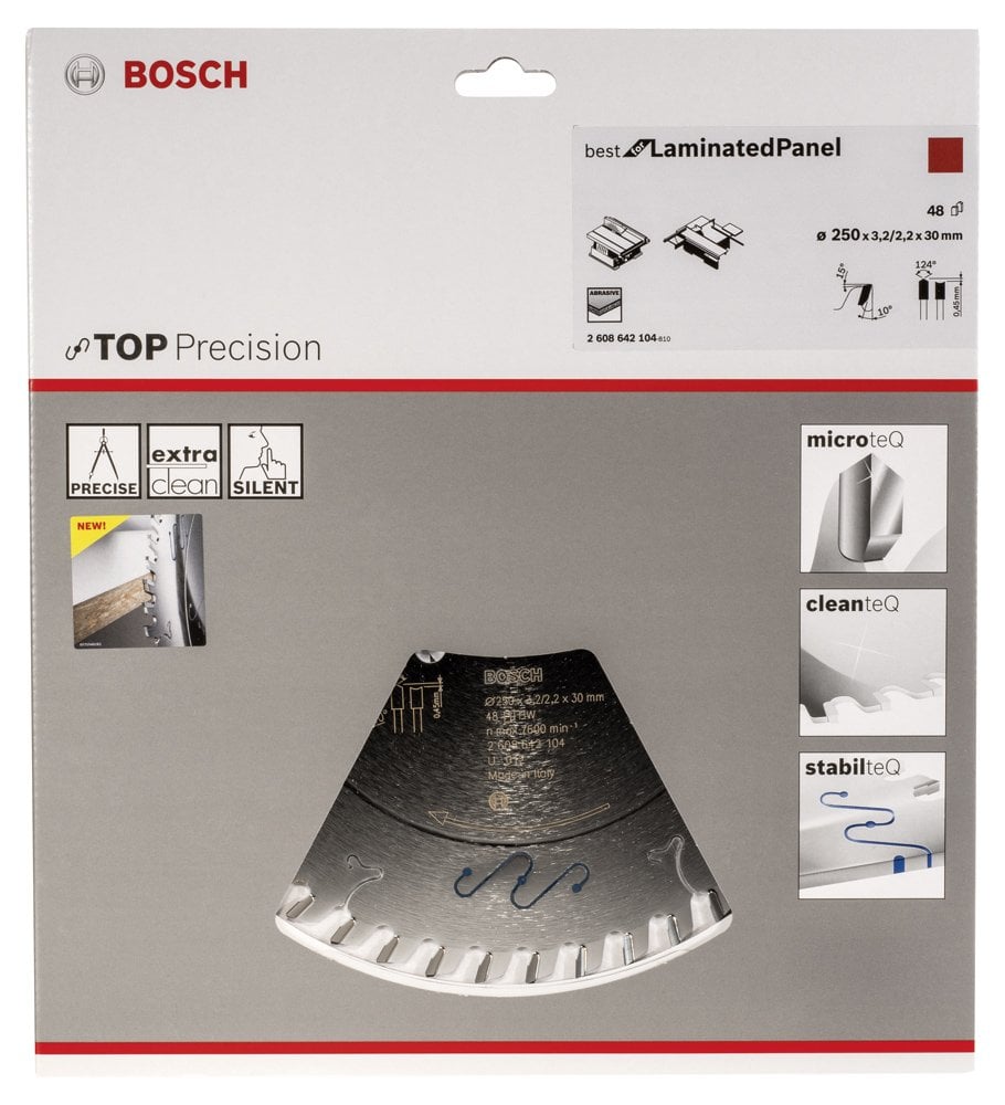Bosch - Best Serisi Hassas Kesim Aşındırıcı Kaplamalı Lamine Panel için Daire Testere Bıçağı 250*30 mm 48 Diş - Resim 2