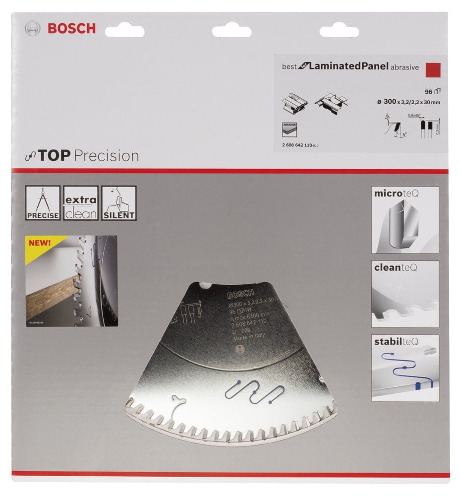 Bosch - Best Serisi Hassas Kesim Aşındırıcı Kaplamalı Lamine Panel için Daire Testere Bıçağı 300*30 mm 96 Diş - Resim 2