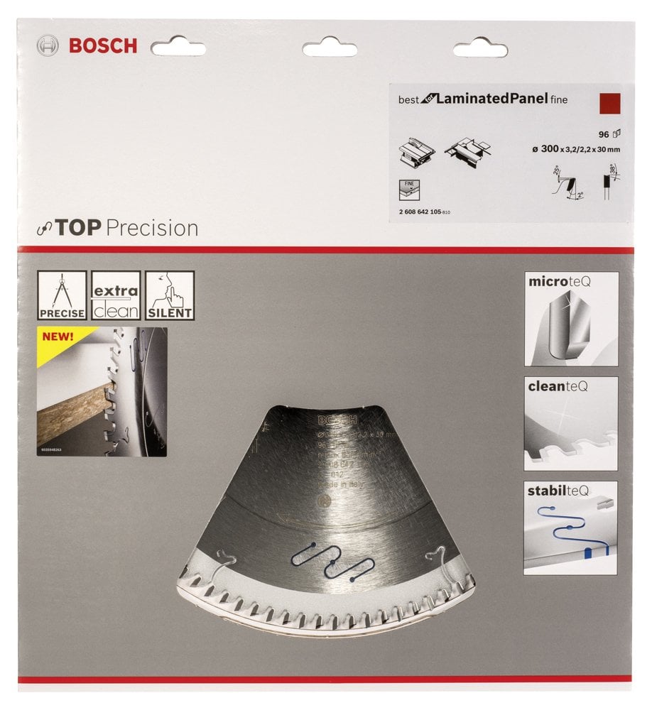 Bosch - Best Serisi Hassas Kesim Cilalı Plaka Malzemeleri için Daire Testere Bıçağı 300*30mm 96 Diş - Resim 2