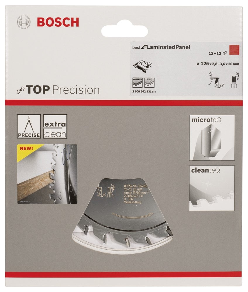Bosch - Best Serisi Hassas Kesim Lamine Panel için Ön Çizme Bıçağı 125*20 mm 12+12 Diş - Resim 2