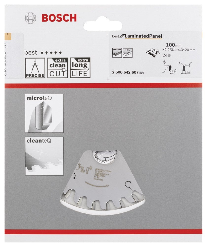 Bosch - Best Serisi Lamine Panel için Konik Ön Çizme Bıçağı 100*20 mm 24 Diş - Resim 2