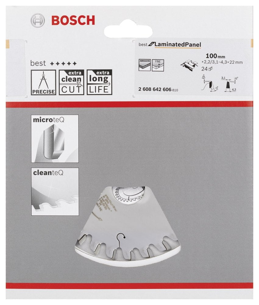 Bosch - Best Serisi Lamine Panel için Konik Ön Çizme Bıçağı 100*22 mm 24 Diş - Resim 2