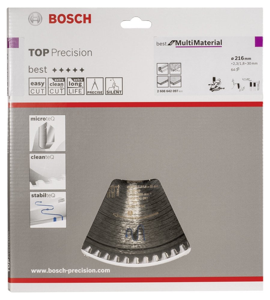Bosch - Best Serisi Hassas Kesim Çoklu Malzeme için Daire Testere Bıçağı 216*30 mm 64 Diş - Resim 2