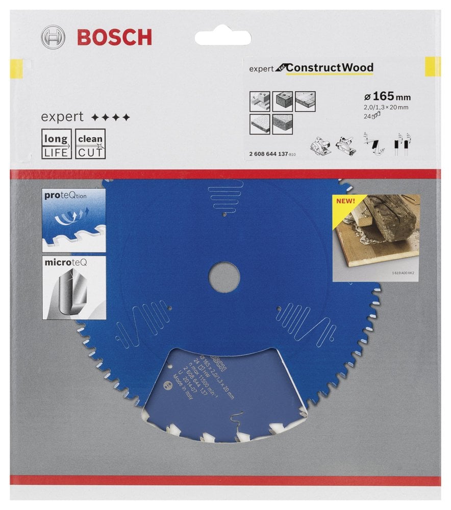 Bosch - Expert Serisi İnşaat Ahşabı için Daire Testere Bıçağı 165*20 mm 24 Diş - Resim 2