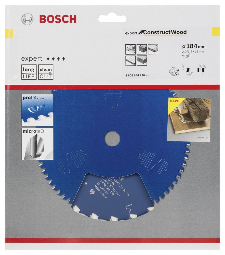 Bosch - Expert Serisi İnşaat Ahşabı için Daire Testere Bıçağı 184*16 mm 24 Diş - Resim 2