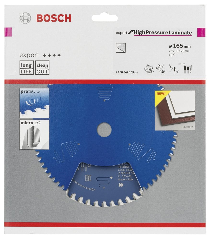 Bosch - Expert Serisi Yüksek Basınçlı Lamine Panel ve Trespa için Daire Testere Bıçağı 165*20 mm 48 Diş - Resim 2