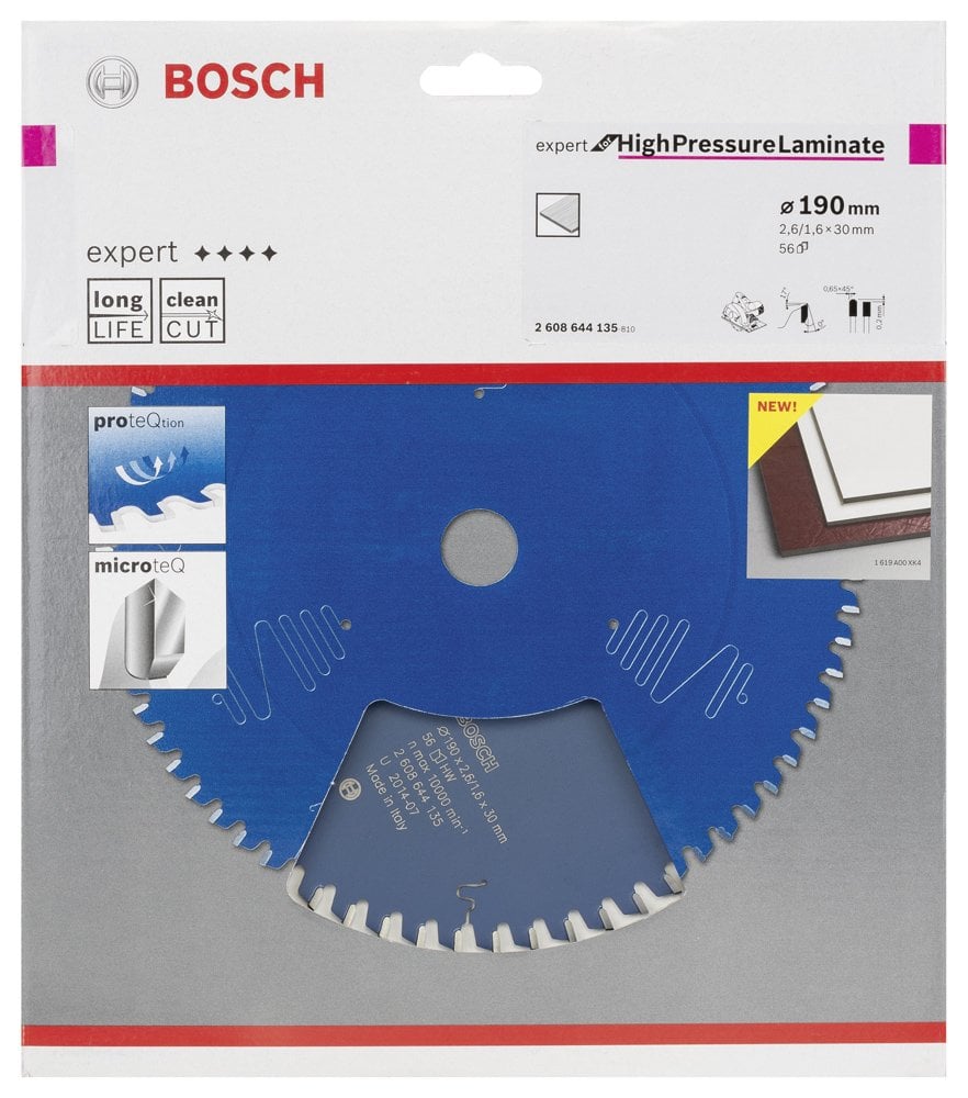 Bosch - Expert Serisi Yüksek Basınçlı Lamine Panel ve Trespa için Daire Testere Bıçağı 190*30 mm 56 Diş - Resim 2