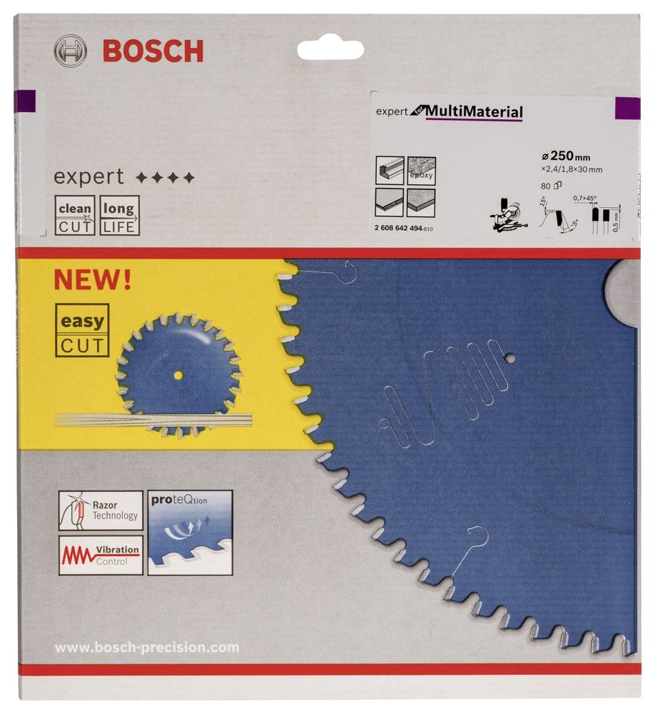 Bosch - Expert Serisi Çoklu Malzeme için Daire Testere Bıçağı 250*30 mm 80 Diş - Resim 2