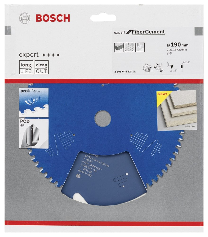 Bosch - Expert Serisi Lifli Çimento Ve Alçıpan için Daire Testere Bıçağı 190*20 mm 4 Diş - Resim 2