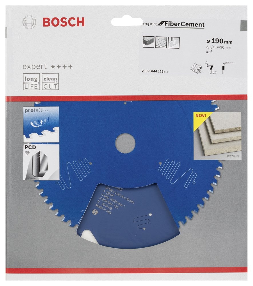 Bosch - Expert Serisi Lifli Çimento Ve Alçıpan için Daire Testere Bıçağı 190*30 mm 4 Diş - Resim 2
