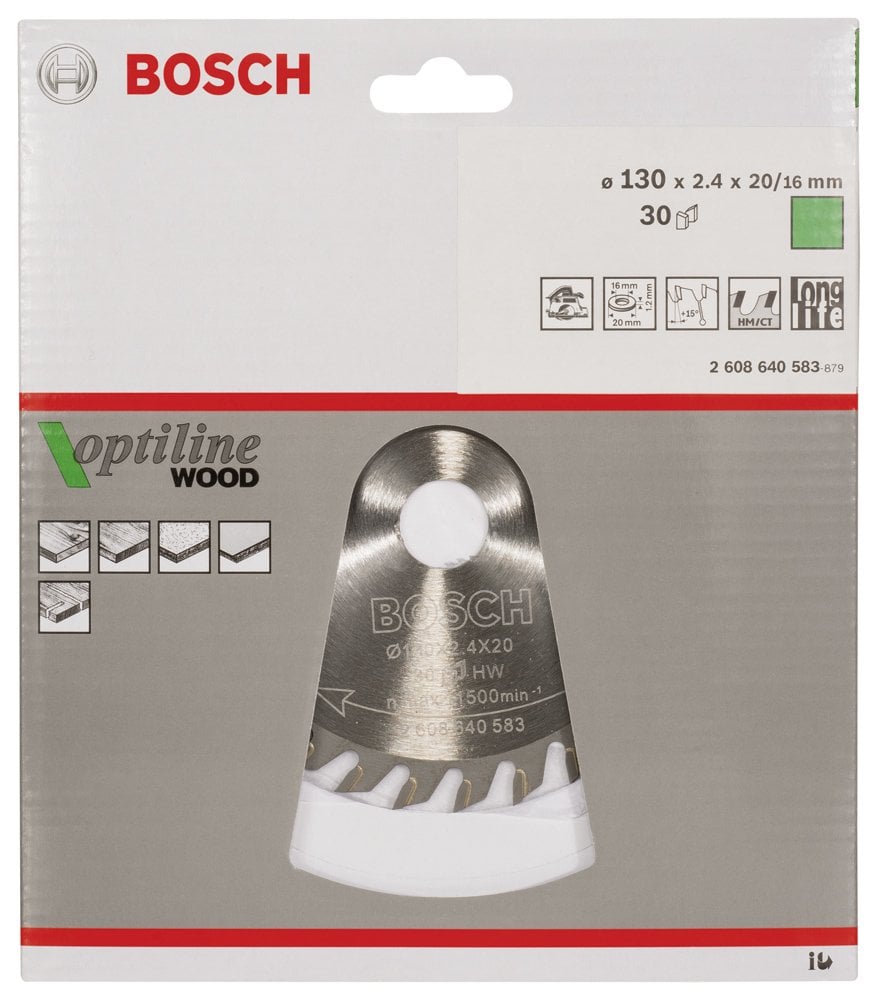 Bosch - Optiline Serisi Ahşap için Daire Testere Bıçağı 130*20/16 mm 30 Diş - Resim 2