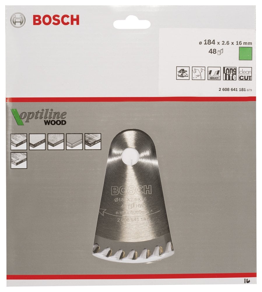 Bosch - Optiline Serisi Ahşap için Daire Testere Bıçağı 184*16 mm 48 Diş - Resim 2