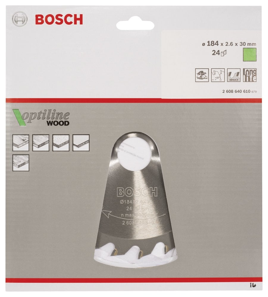 Bosch - Optiline Serisi Ahşap için Daire Testere Bıçağı 184*30 mm 24 Diş - Resim 2