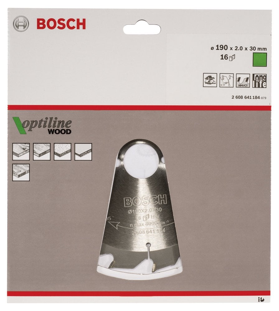 Bosch - Optiline Serisi Ahşap için Daire Testere Bıçağı 190*30 mm 16 Diş - Resim 2