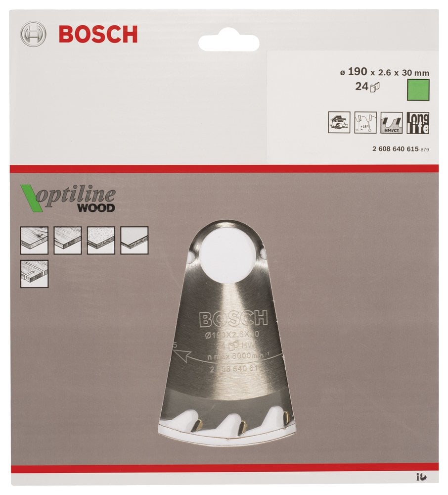 Bosch - Optiline Serisi Ahşap için Daire Testere Bıçağı 190*30 mm 24 Diş - Resim 2