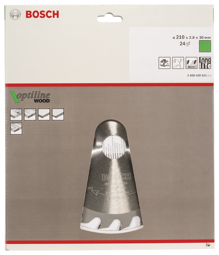 Bosch - Optiline Serisi Ahşap için Daire Testere Bıçağı 210*30 mm 24 Diş - Resim 2