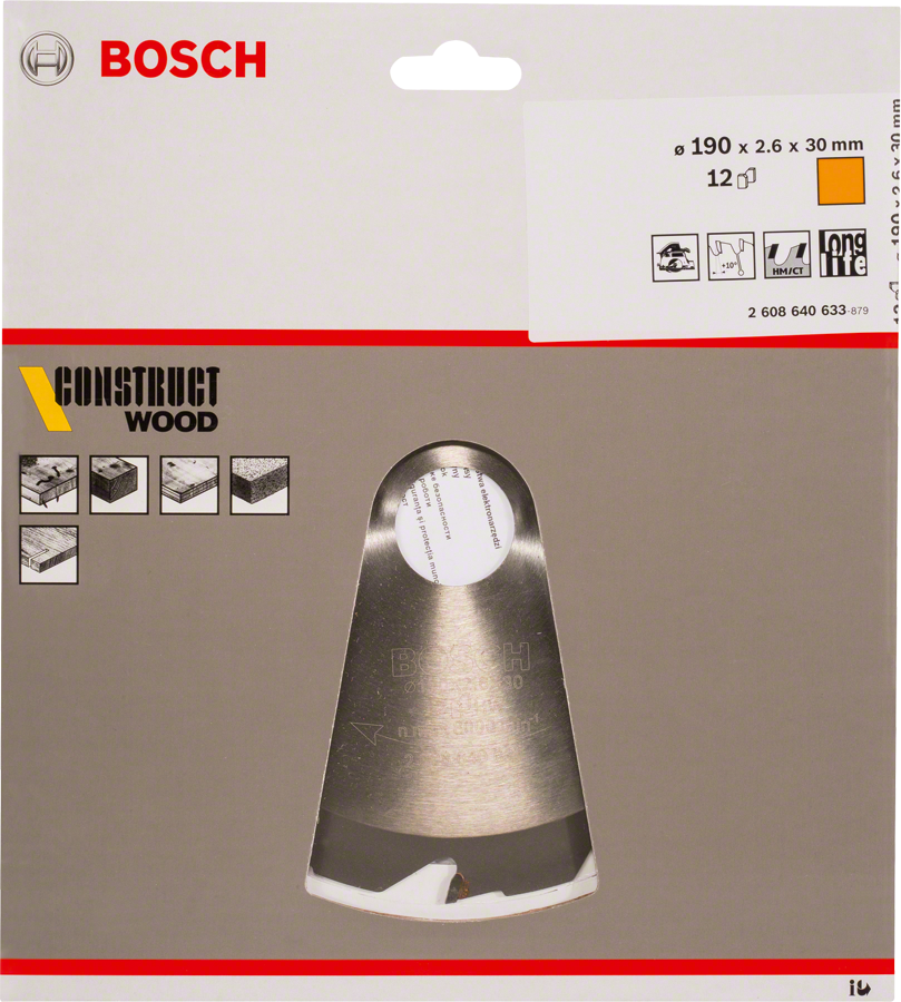 Bosch - Optiline Serisi İnşaat Ahşabı için Daire Testere Bıçağı 190*30 mm 12 Diş - Resim 2