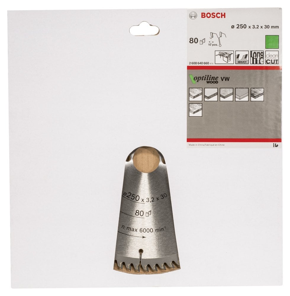 Bosch - Optiline Serisi Ahşap için Daire Testere Bıçağı 250*30 mm 80 Diş - Resim 2