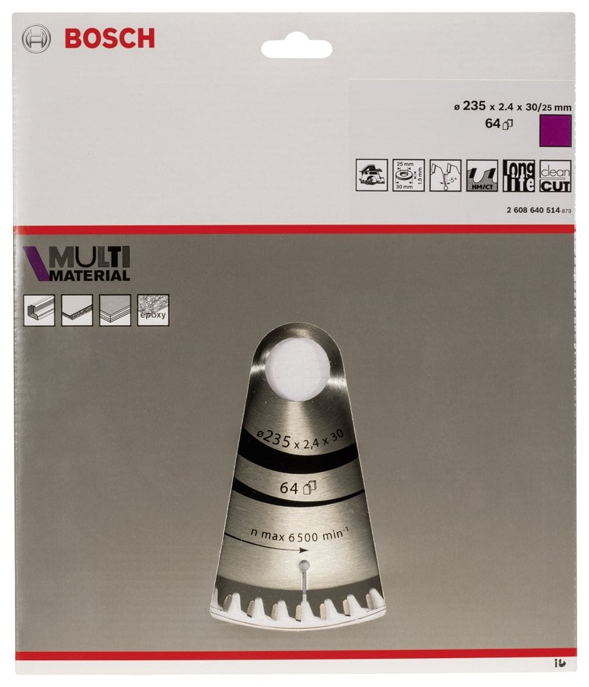 Bosch - Standard for Serisi Çoklu Malzeme için Daire Testere Bıçağı 235*30/25 mm 64 Diş - Resim 2