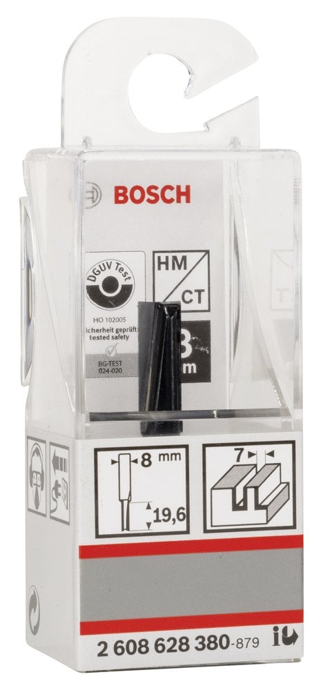 Bosch - Standard Seri Ahşap İçin Çift Oluklu, Sert Metal Düz Freze Ucu 8*7*51 mm - Resim 2