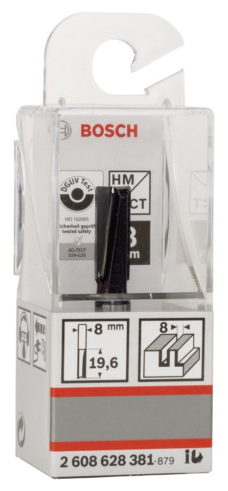 Bosch - Standard Seri Ahşap İçin Çift Oluklu, Sert Metal Düz Freze Ucu 8*8*51 mm - Resim 2
