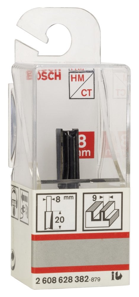 Bosch - Standard Seri Ahşap İçin Çift Oluklu, Sert Metal Düz Freze Ucu 8*9*51 mm - Resim 2