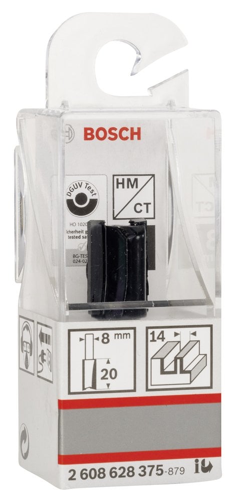 Bosch - Standard Seri Ahşap İçin Çift Oluklu, Sert Metal Düz Freze Ucu 8*14*51mm - Resim 2