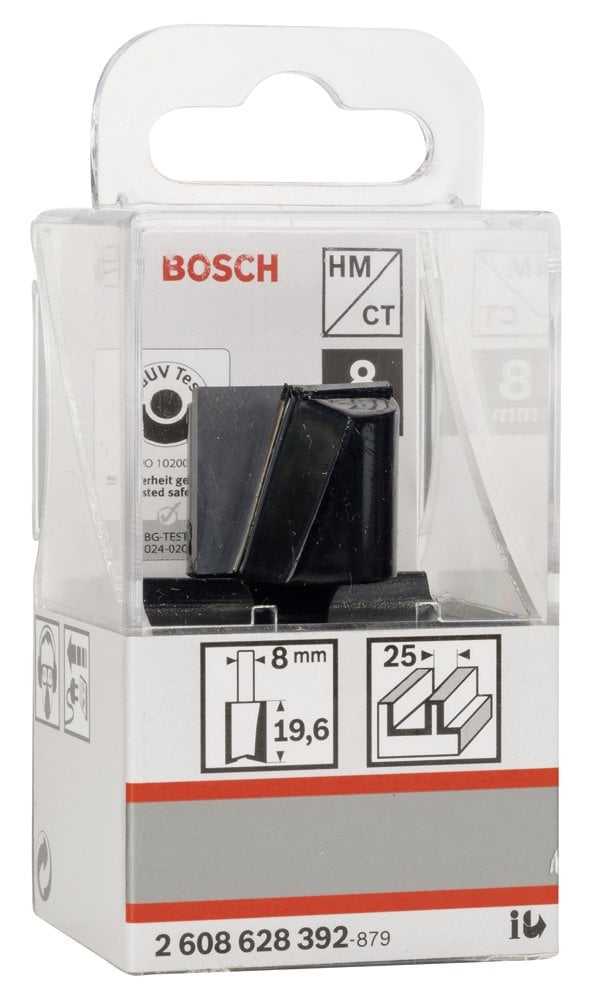 Bosch - Standard Seri Ahşap İçin Çift Oluklu, Sert Metal Düz Freze Ucu 8*25*51mm - Resim 2