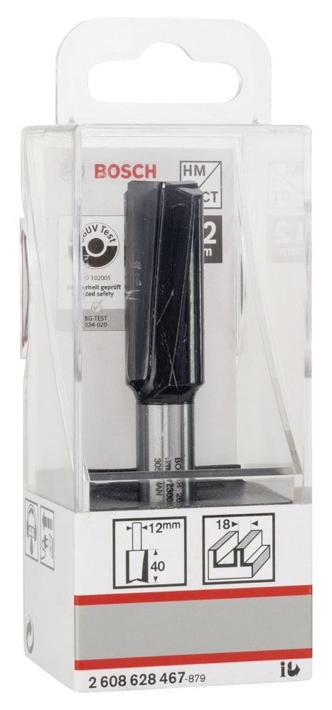 Bosch - Standard Seri Ahşap İçin Çift Oluklu, Sert Metal Ekstra Uzun Düz Freze Ucu 12*18*81mm - Resim 2