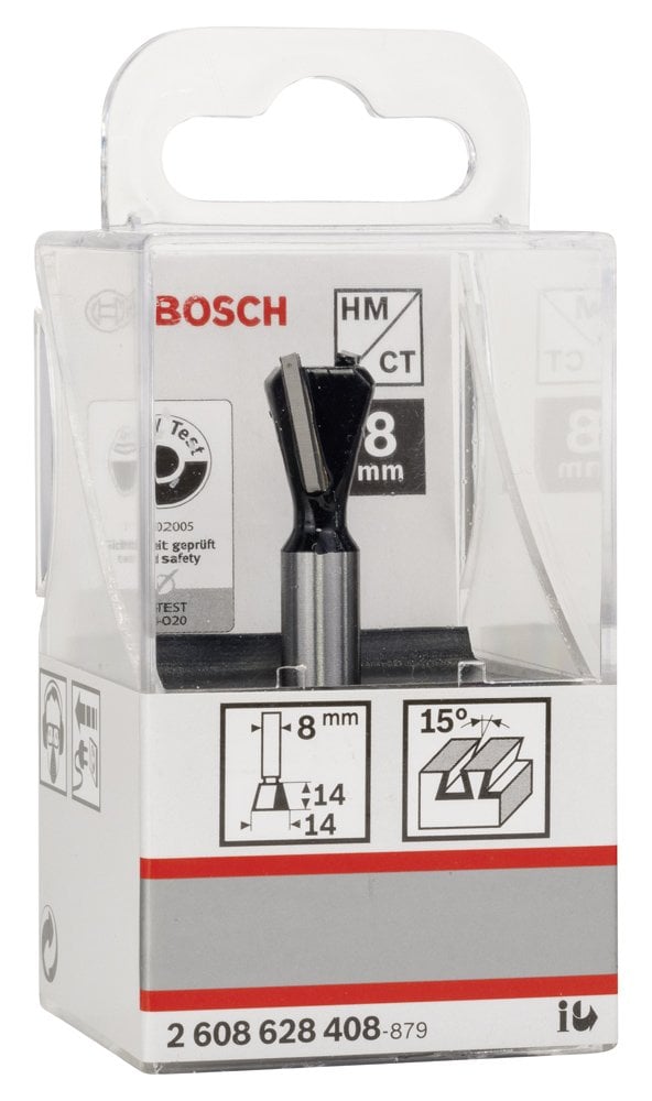 Bosch - Standard Seri Ahşap İçin Çift Oluklu, Sert Metal Kırlangıç Kuyruğu Freze Ucu 8*14*55mm - Resim 2